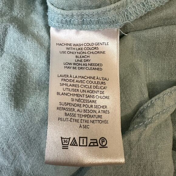 WE THE FREE Made For Sun Linen Shirt Mint Green Roll Tab Sleeve - Picture 11 of 13